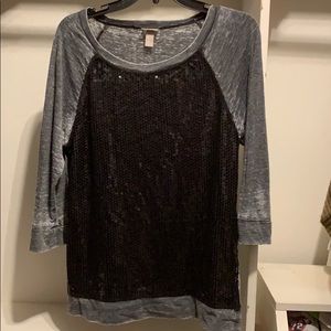 Vanity - Large, 3/4 sleeve, sequins shirt.